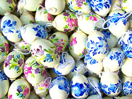 painted egg hanging decor lot, hand-painted easter eggs, cultures HD wallpaper