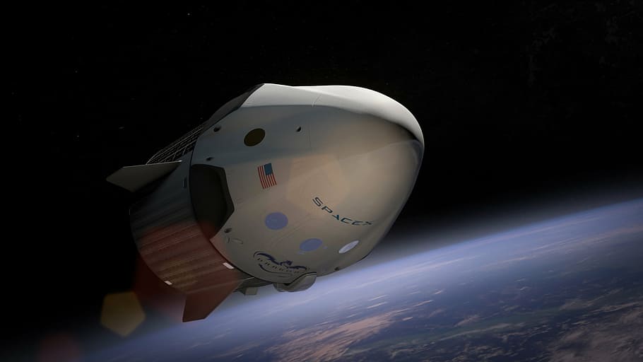 discovery, dragon, galaxy, orbit, rocket, satellite, space HD wallpaper