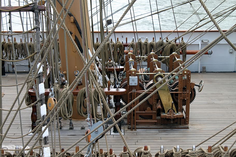 ropes, boat, node, rigging, strings, sailboat, mats, wood, old rig HD wallpaper