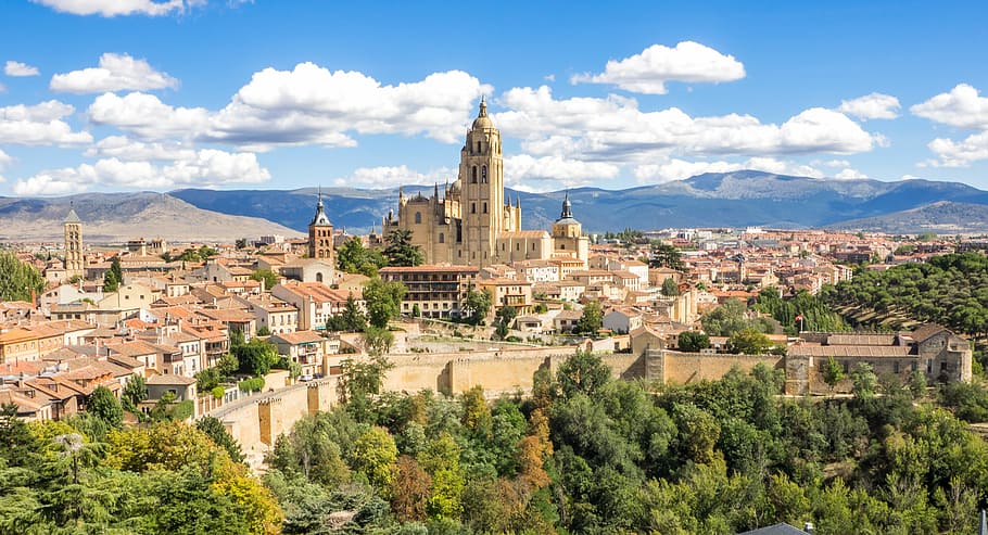 brown cathedral, segovia, spain, architecture, spanish, travel, HD wallpaper