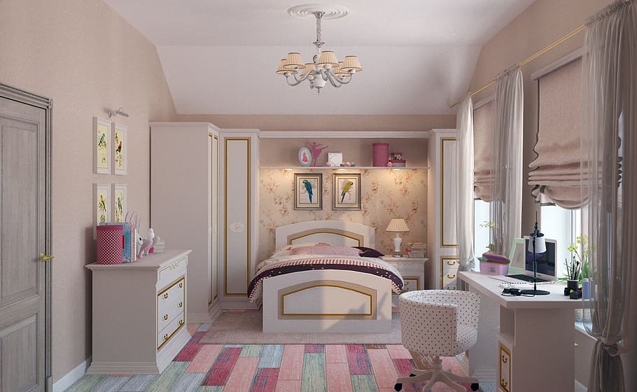 bedroom with white painted wall, children, search interior solutions HD wallpaper