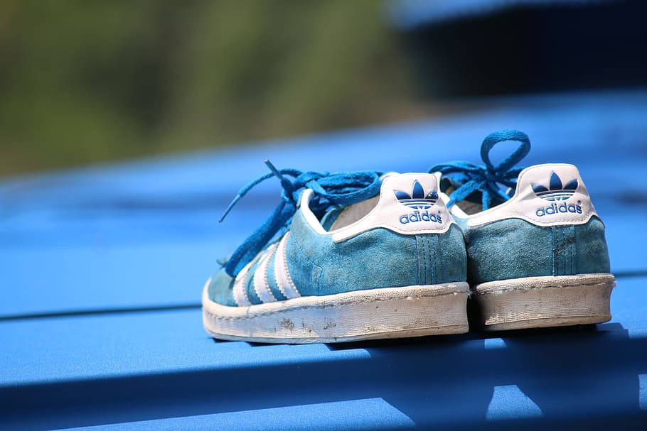 blue, adidas, shoes, no people, focus on foreground, close-up HD wallpaper