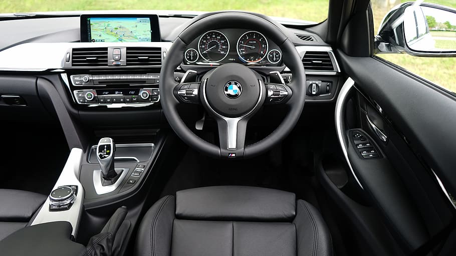 photo of black BMW steering wheel, automobile, car, car interior, HD wallpaper