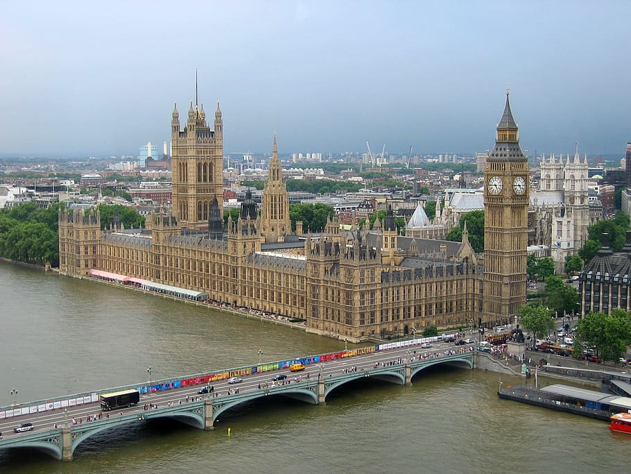 Big Ben at grey cloudy sky during daytime, london, uk parliament