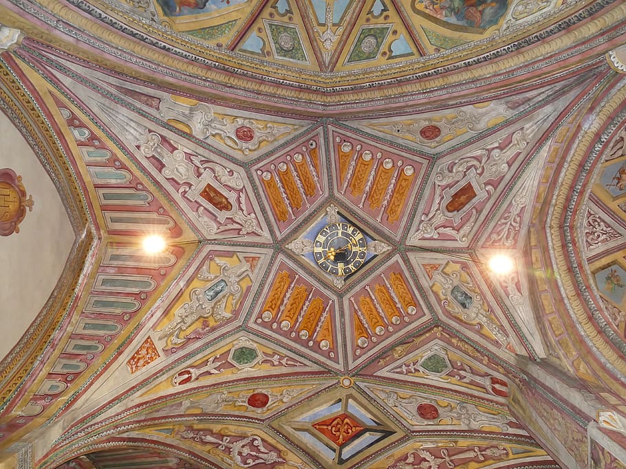 ceiling, pattern, art, decoration, interior, church, dome, low angle view HD wallpaper