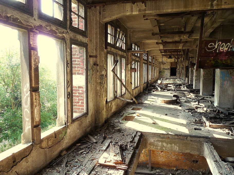 urbex, ruin, window, abandoned, architecture, damaged, indoors