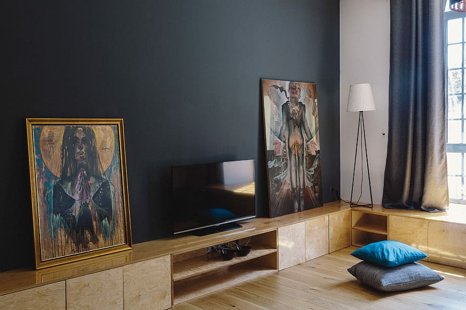 Modern loft apartment full of art, interior, interior design, HD wallpaper