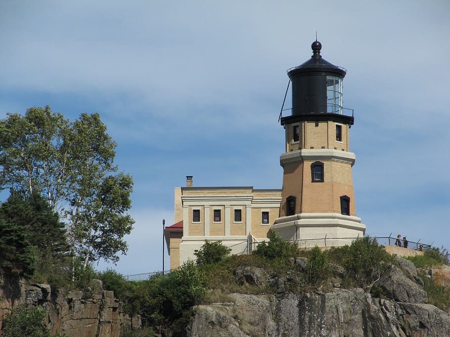 lighthouse, split rock, minnesota, lake, superior, water, landmark, HD wallpaper