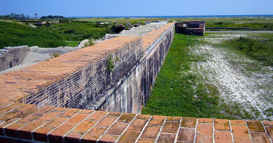 wall, bricks, military fort, exterior, brick wall, fort pickens, HD wallpaper