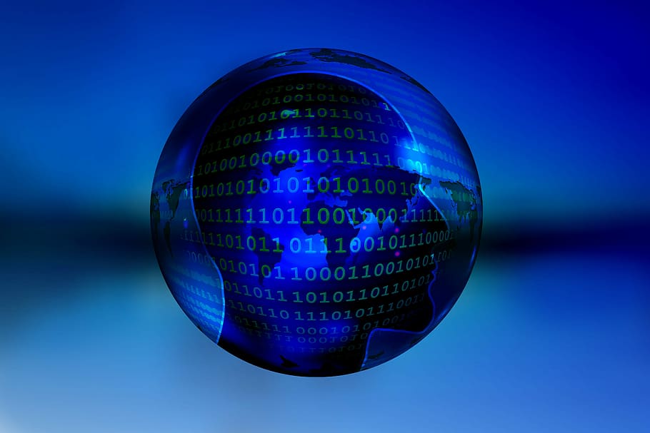 close-up photo of blue ball, Matrix, Earth, Head, Human, Global, HD wallpaper
