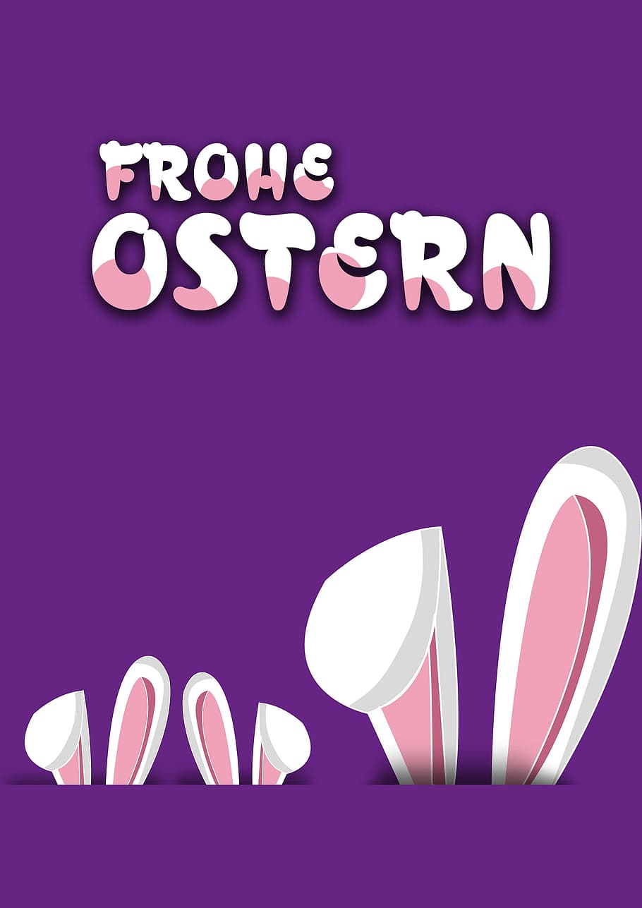 Frohe Ostern and three bunny ears illustration, Happy Easter, HD wallpaper