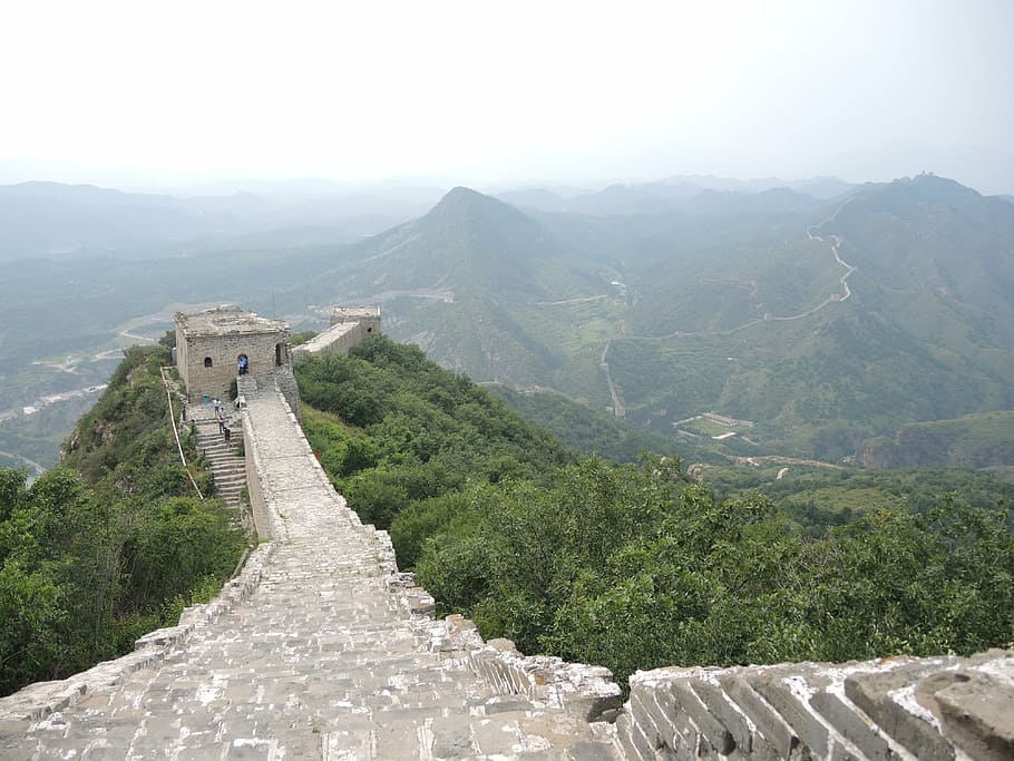 greatwall, china, summer, mountain, ancient, oriental, scenery, HD wallpaper