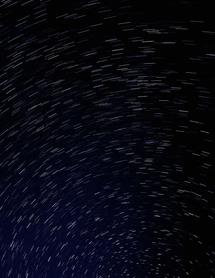 timelapse photography of night sky, star trail, spiral, long exposure HD wallpaper