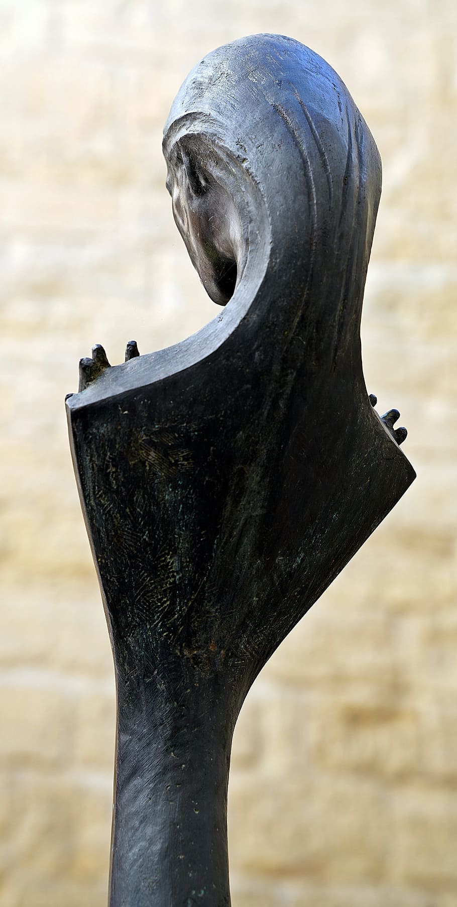 lady, head, shoulders, fingers, rear view, bronze, statue, coimbra HD wallpaper