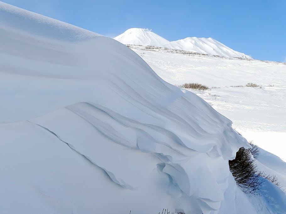 mountains, snow, cornice, namet, winter, height, wind, patterns in the snow HD wallpaper