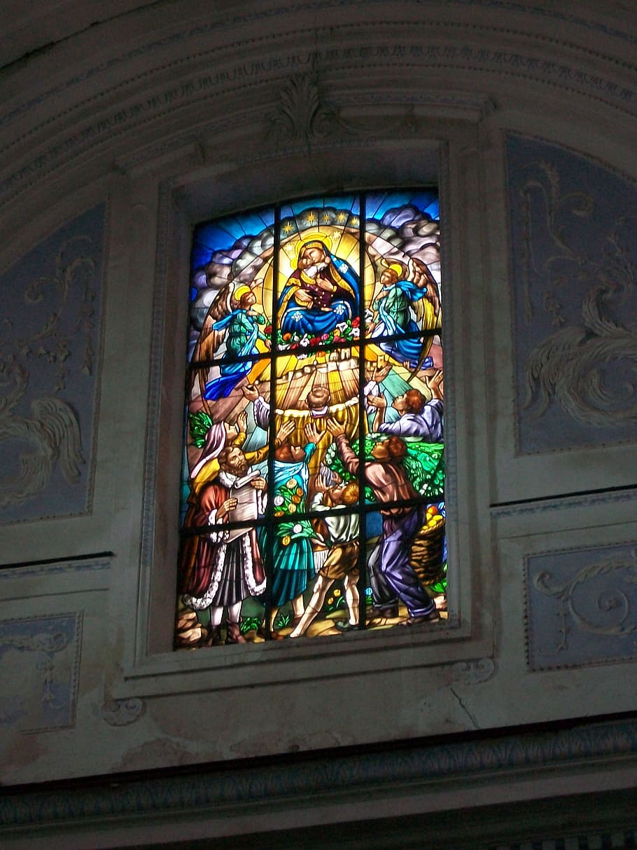 church, stained glass window, sicily, catania, caltagirone, HD wallpaper
