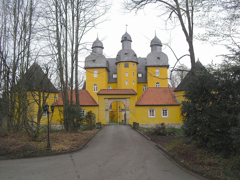 holte, palace, germany, structure, sky, clouds, house, home HD wallpaper