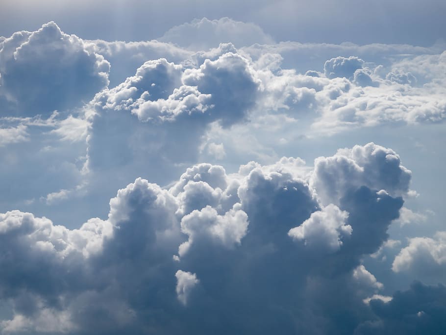 Cumulus clouds in the sky, photo of clouds during daytime, mist HD wallpaper