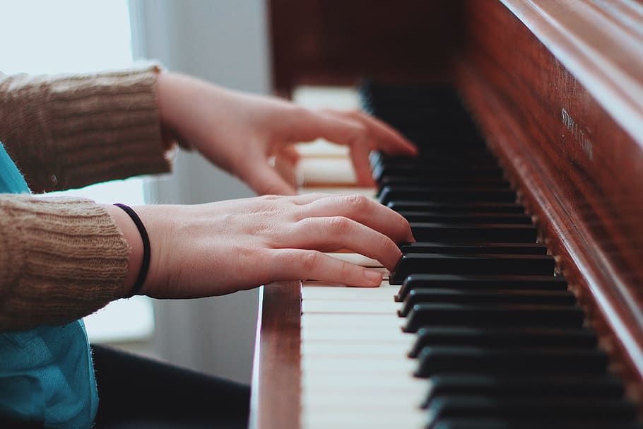 person playing piano, people, hands, instrument, music, sound, HD wallpaper
