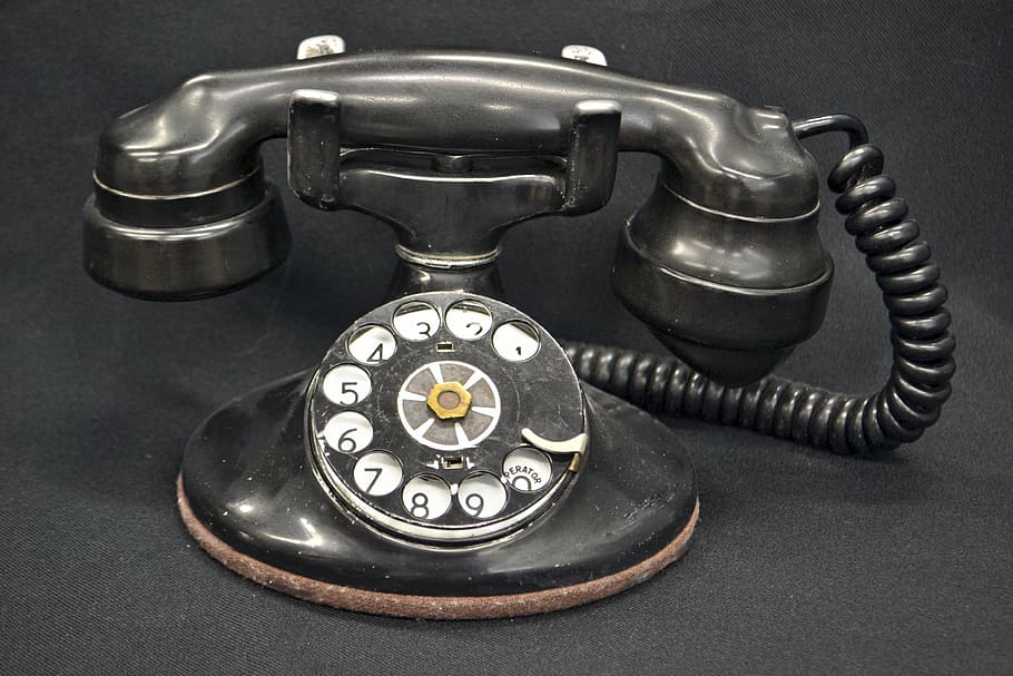 black cradle telephone, old, rotary, antique, dial, steampunk, HD wallpaper