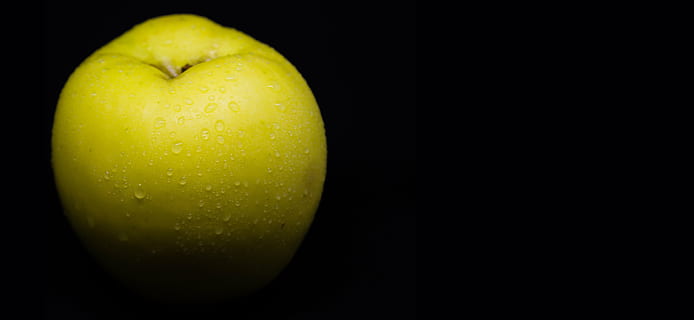 Pears in black background, apple, green apple, fruit, yellow HD wallpaper