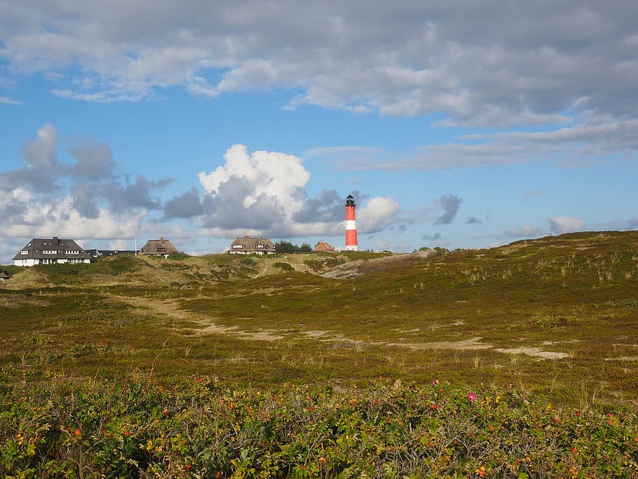 hörnum, lighthouse, beach, sylt, country houses, holiday, holiday idyll HD wallpaper