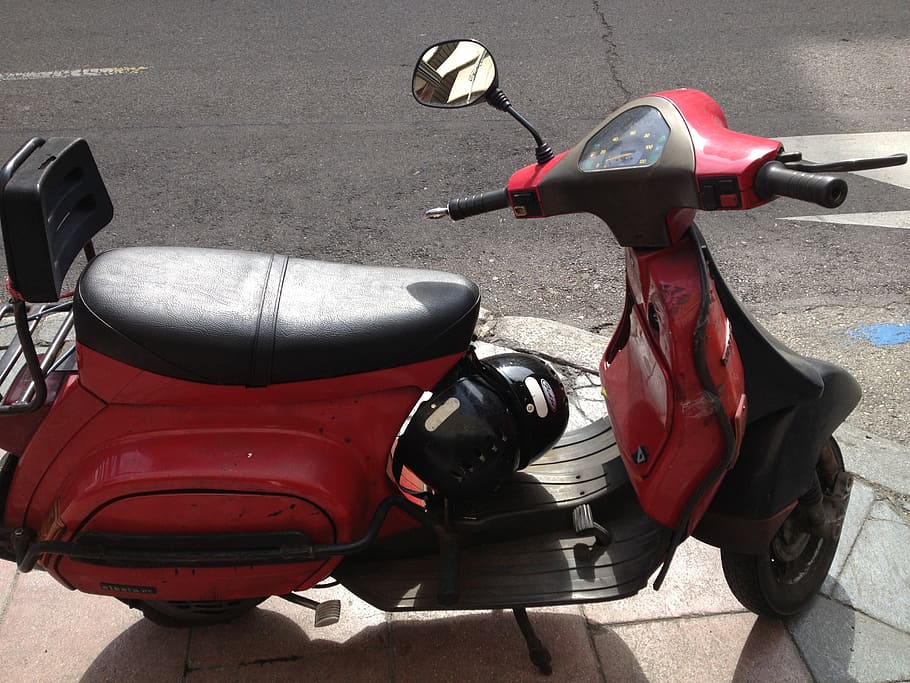 scooter, red, moto, transportation, mode of transportation HD wallpaper