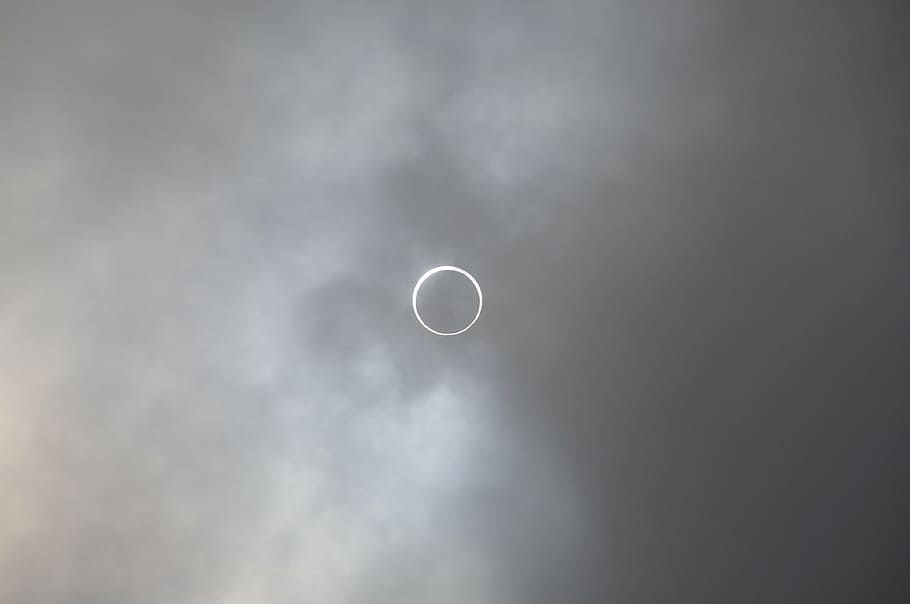 white clouds, eclipse, sun, sky, black, solar, sunlight, earth HD wallpaper