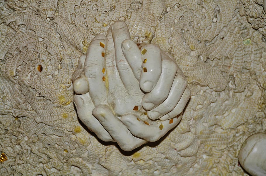 white ceramic hand decor, hands, stone, carving, architecture HD wallpaper