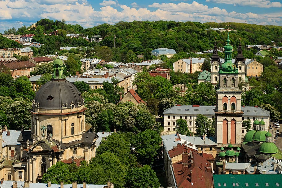 white and gray houses during daytime, lviv, ukraine, unesco, sights, HD wallpaper