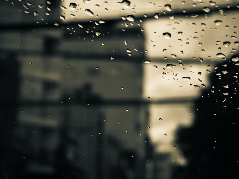water, droplets, rain, clear, windscreen, blur, building, window HD wallpaper