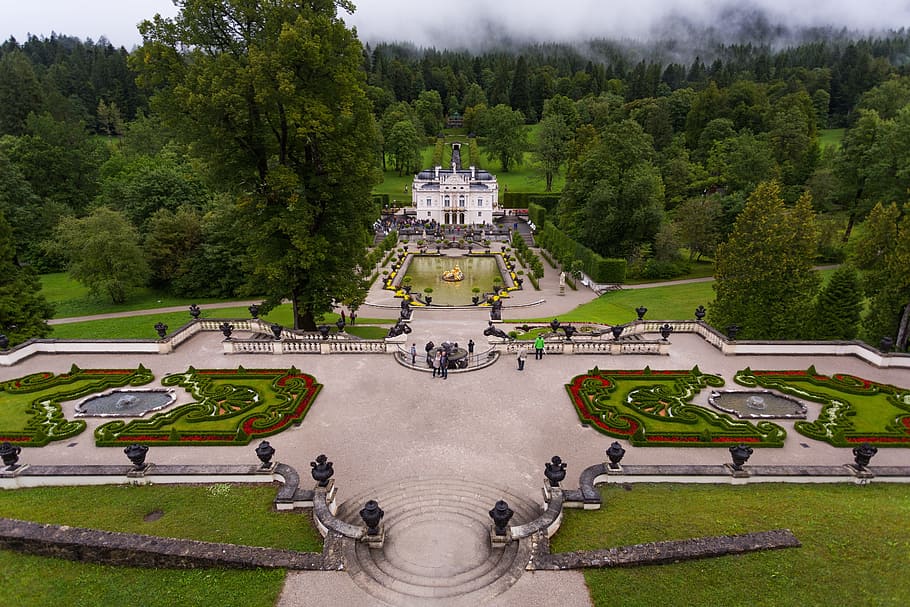 linderhof palace, ludwig, europe, architecture, garden, historical, HD wallpaper