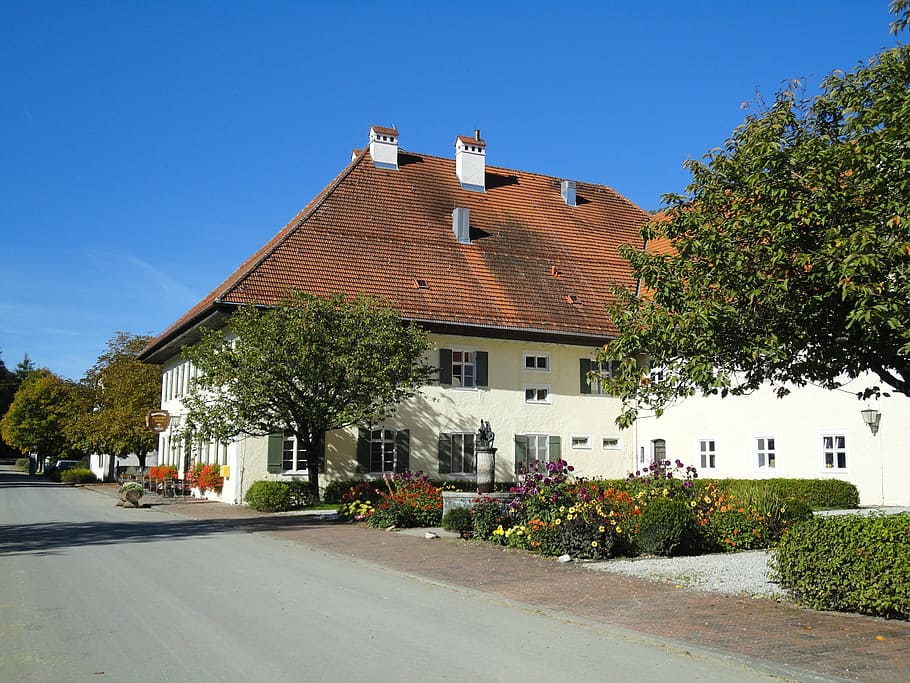 horse stud, manor, upper bavaria, architecture, house, street HD wallpaper