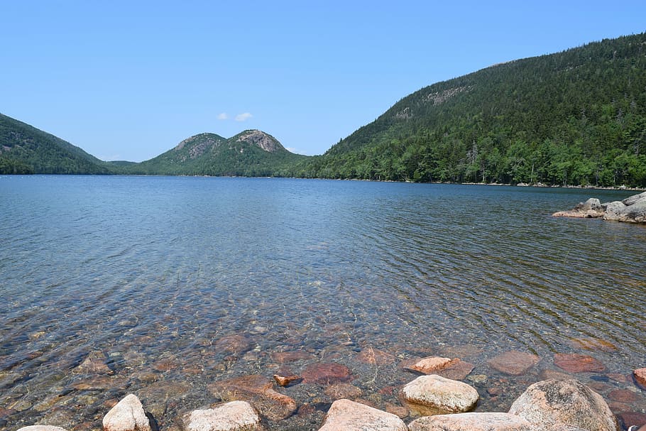 rocks, vermont, vivid, water, mountain, scenics - nature, sky, HD wallpaper