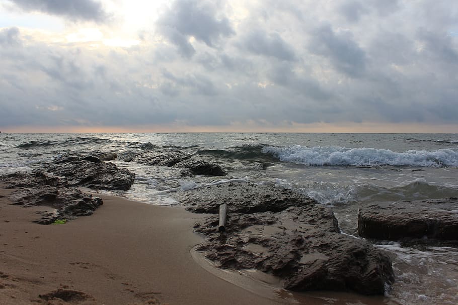 Beach, Marine, Cloud, Coastline, landscape, nature, stone, kennedy HD wallpaper