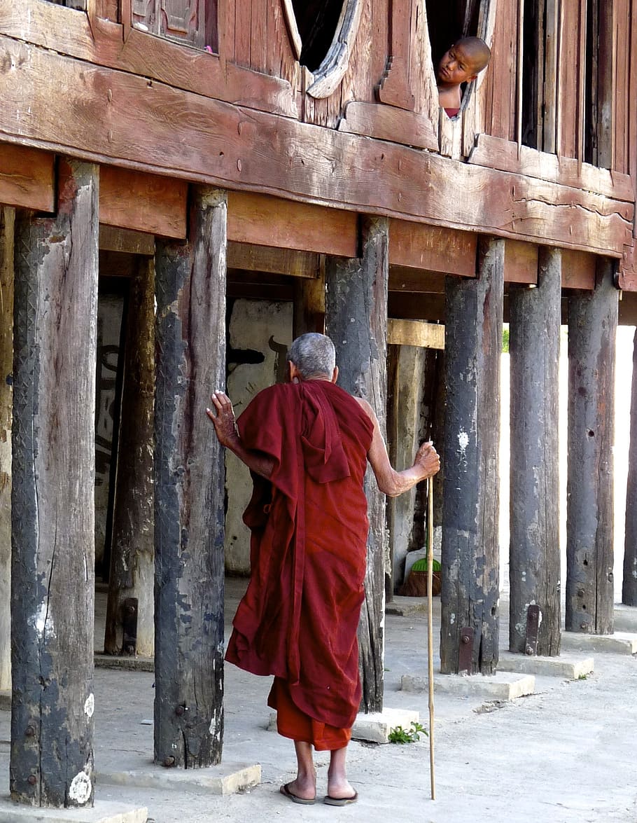 temple, structure, wooden, buddhist, exterior, monk, inle lake HD wallpaper
