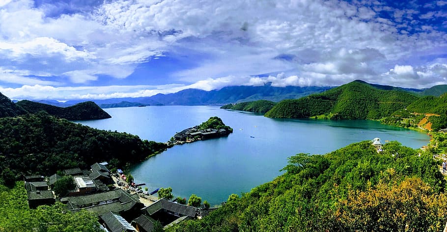 water, cloud, blue sky, scenics - nature, mountain, cloud - sky HD wallpaper