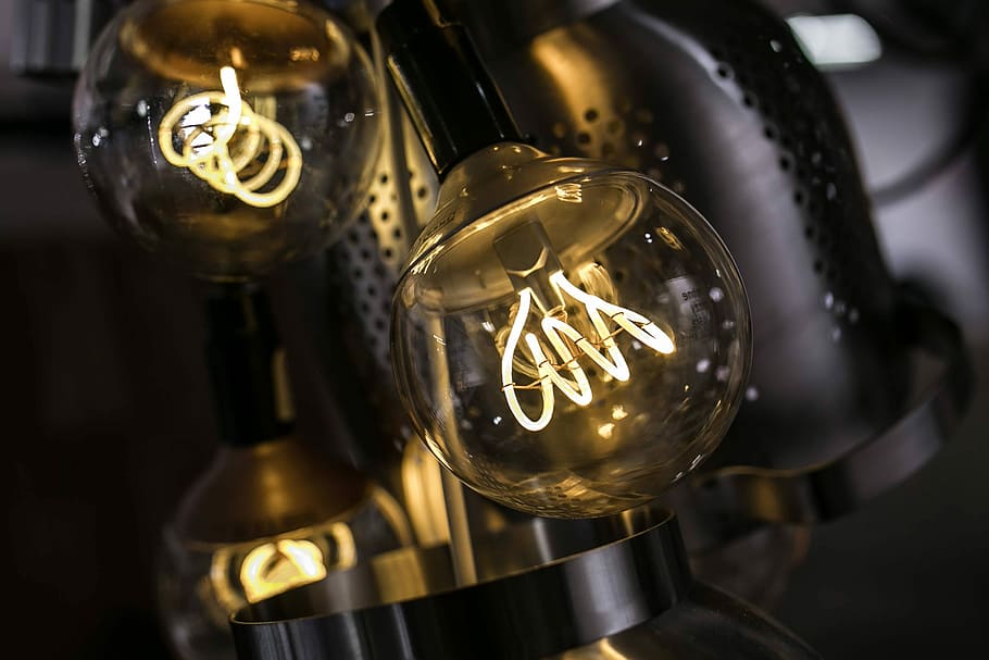 Bright lightbulbs giving warm light, electricity, illumination HD wallpaper