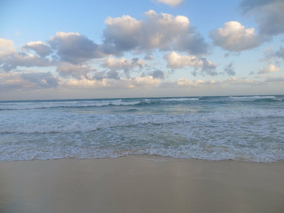 beach, horizon, cloud, sea, sand, sky, nature, coastline, summer HD wallpaper