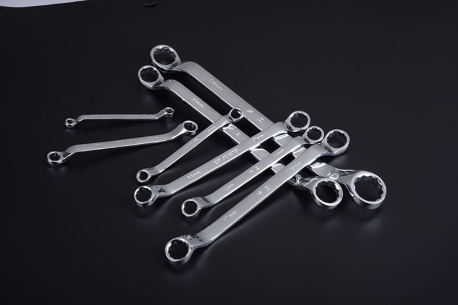 metal, reflection, chrome, tools, hardware, iron, metallic, plum wrench HD wallpaper