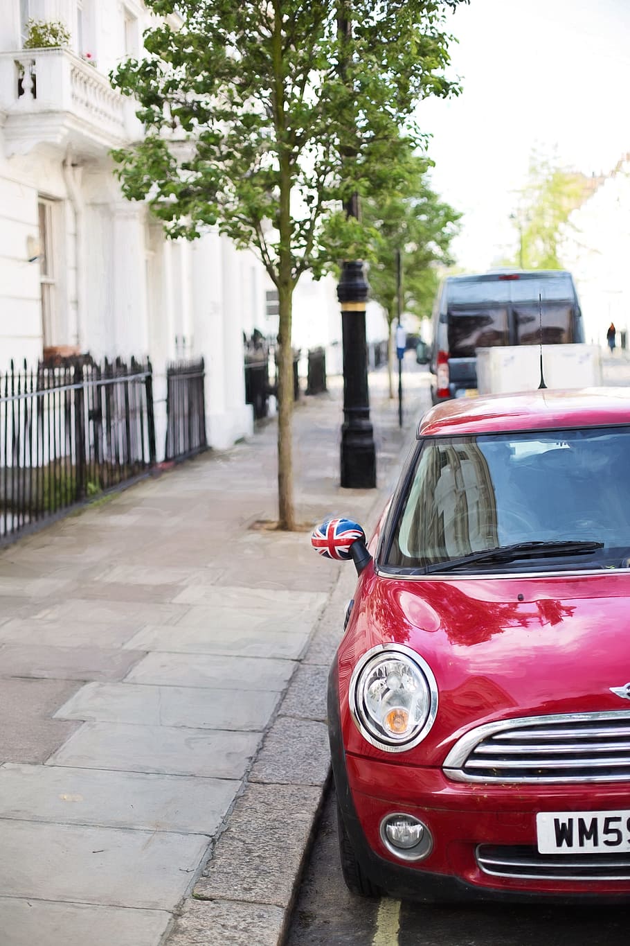 red Mini Cooper parked on gray top road during daytime, london, HD wallpaper