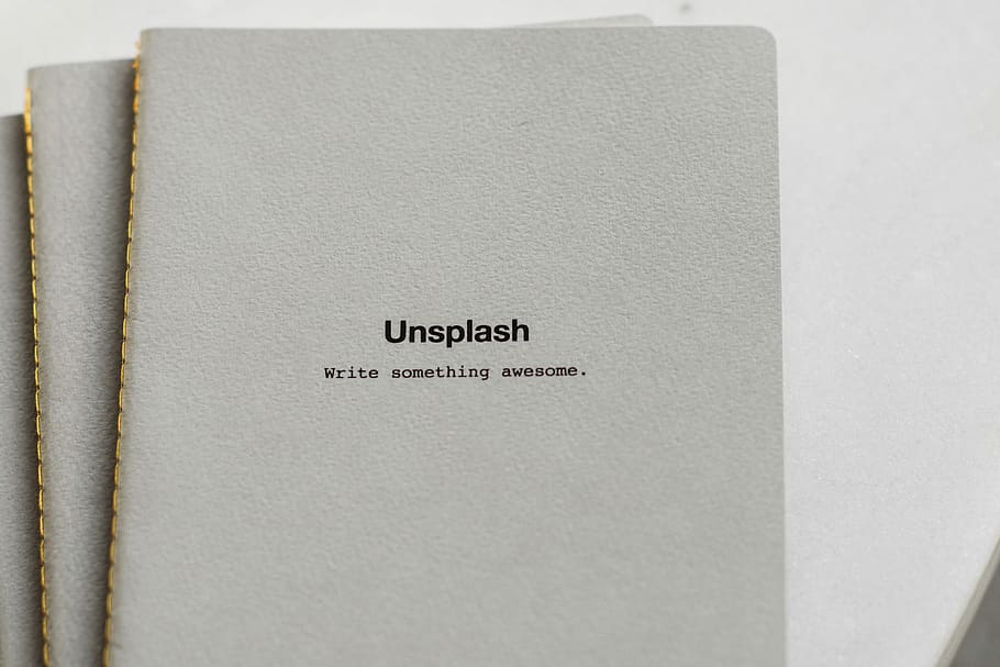 Unsplash Write Something Awesome. book, pile of three gray covered Unsplash books HD wallpaper
