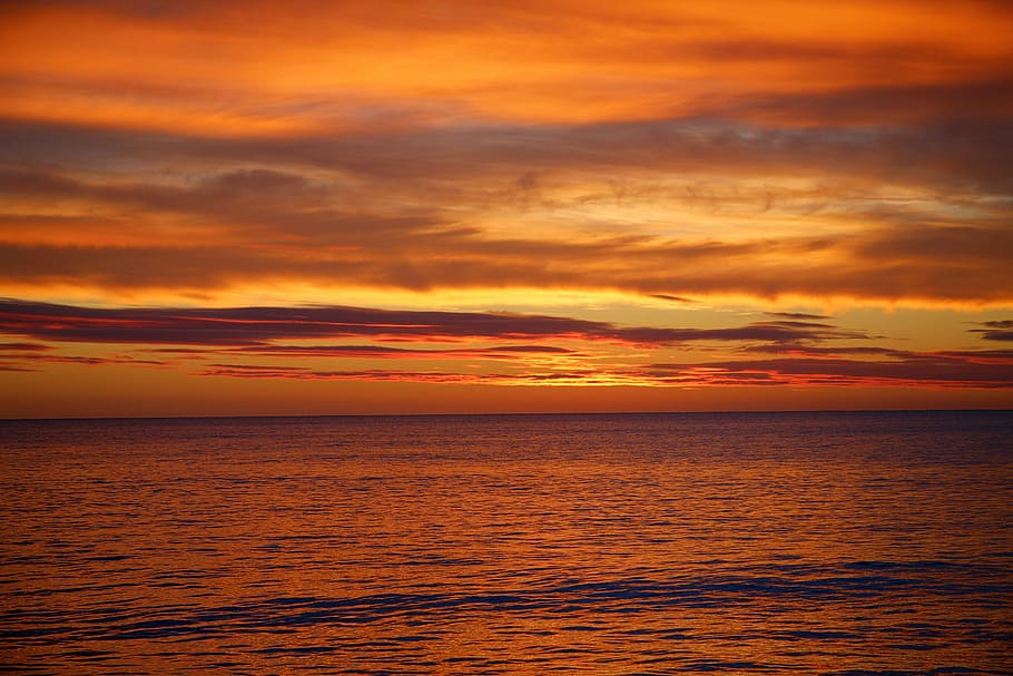 photography of sea during sunset, layer, nature sunset, landscape HD wallpaper