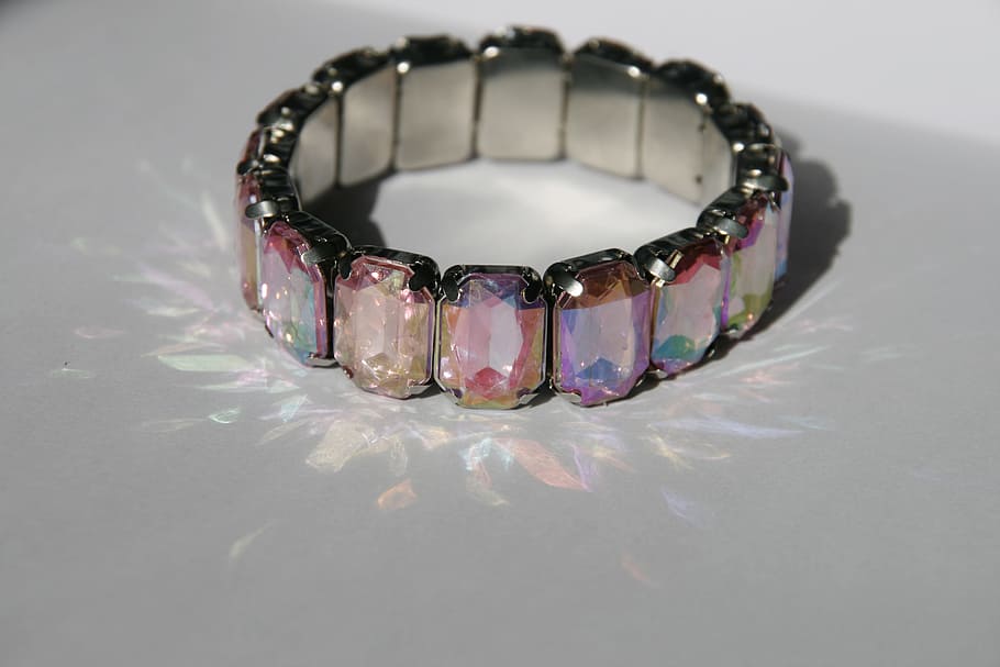 beaded silver-colored assorted gemstone bracelet, Toy, Reflection, HD wallpaper