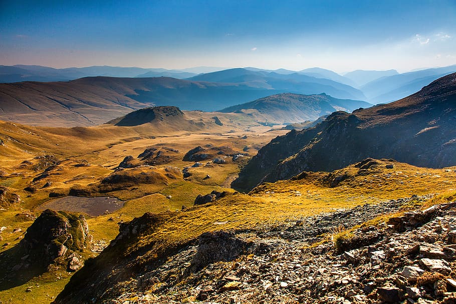 brown covered mountain, landscape, nature, sky, travel, transalpina, HD wallpaper