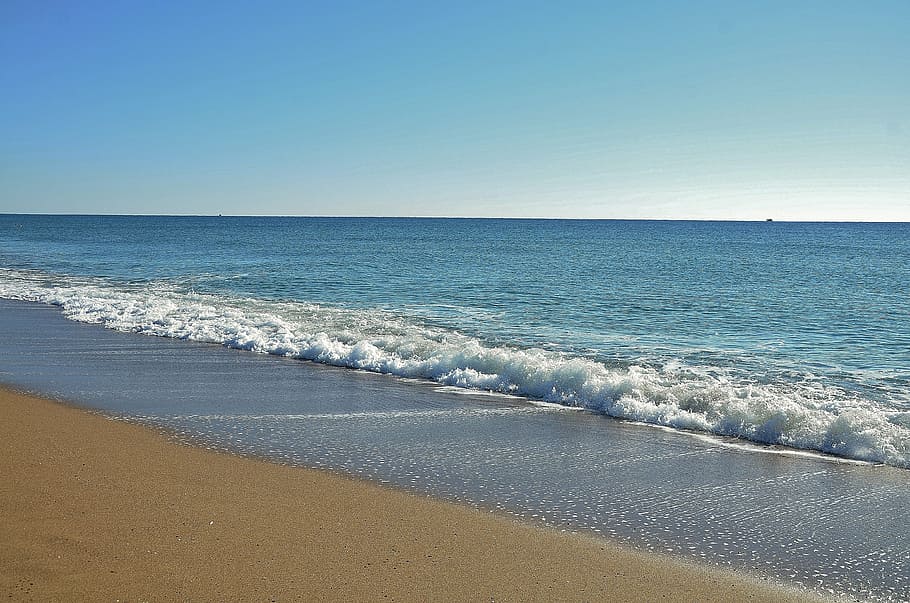 ocean, sea, beach, waves, water, sky, sand, vacation, seascape HD wallpaper