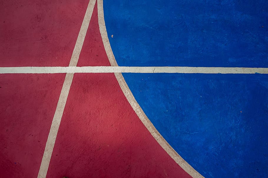untitled, red, blue, white, textile, basketball, court, outdoor