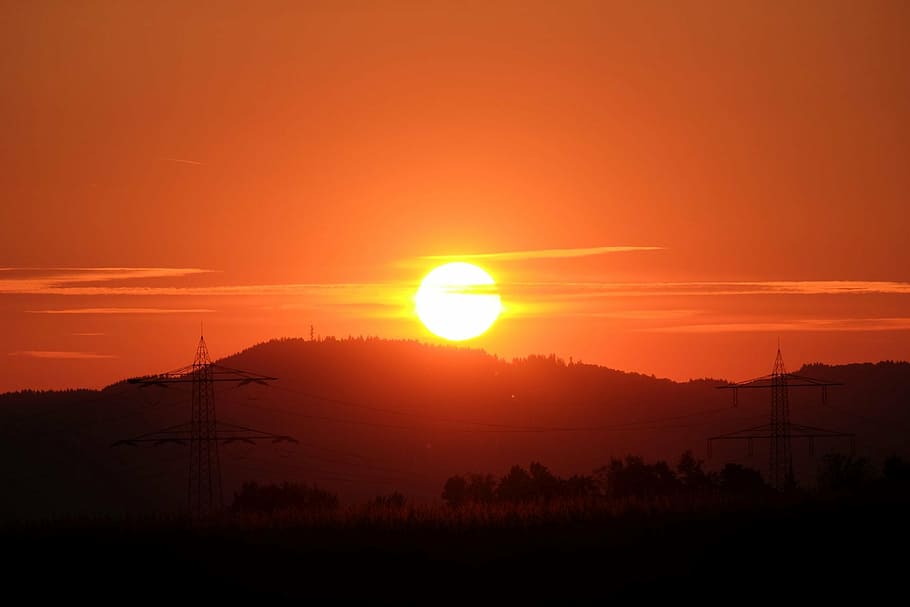silhouette photo of sunset, disappear, horizon, nature, dusk, HD wallpaper