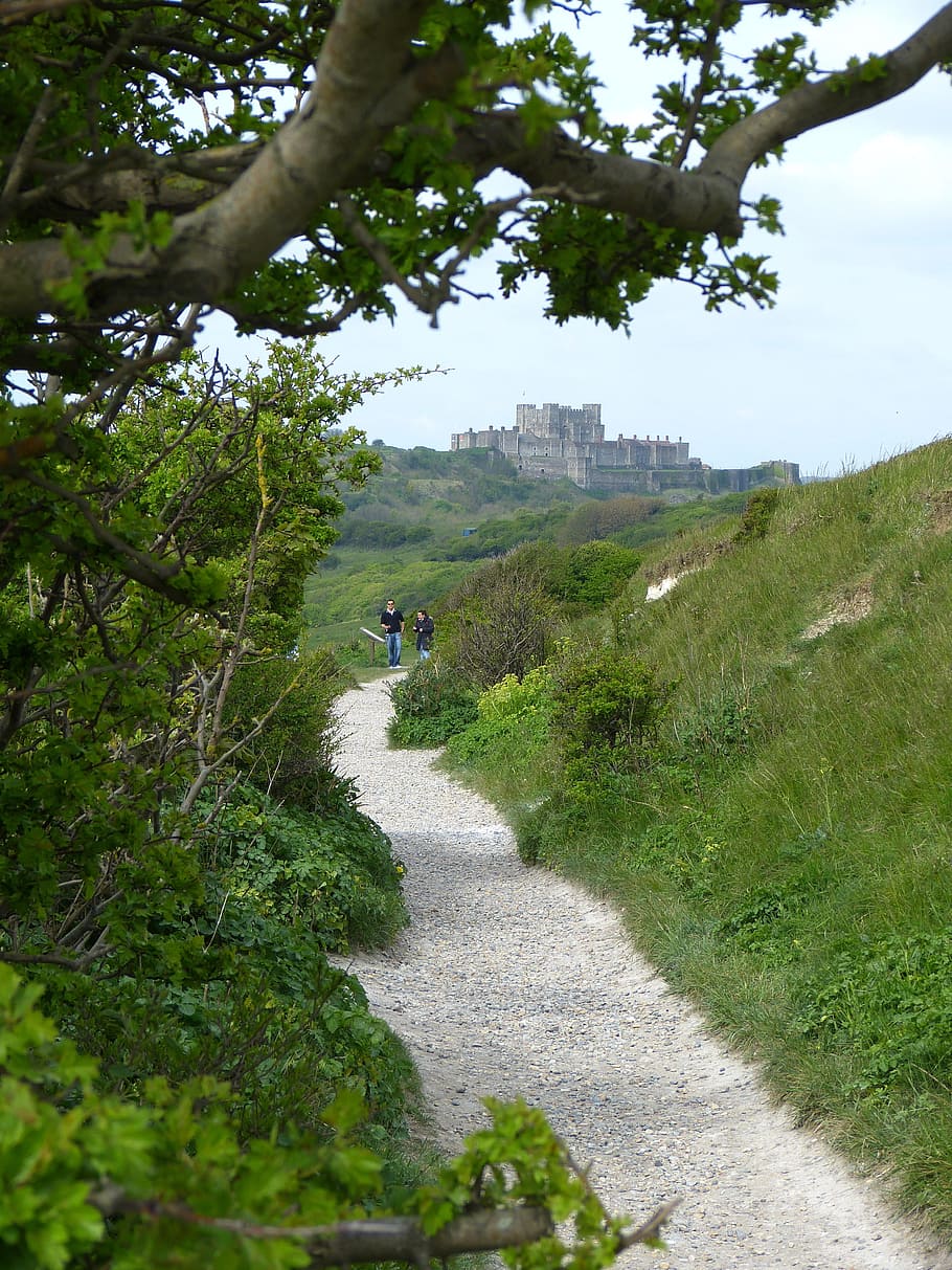 white cliffs, dover castle, coast, path, away, coastal path HD wallpaper
