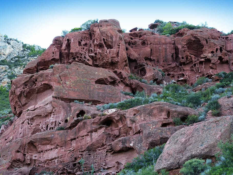 mountain, sandstone, red, erosion, rock, rock - object, rock formation HD wallpaper